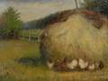 AngloAmerican School 19th Century Chickens Pecking by a Haystack