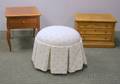 Upholstered Ottoman Stanley Furniture Cherry OneDrawer Stand and a Small Oak ThreeDrawer Chest