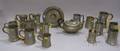 Fifteen English Pewter Mugs and Tankards a Plate and a Teapot