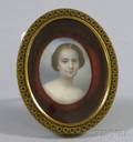 Framed 19th Century Miniature Painted Portrait on Ivory of a Young Woman