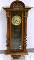 Viennese Walnut and Walnut Veneer Regulator Wall Clock