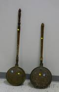 Two Brass Bedwarmers with Turned Wood Handles