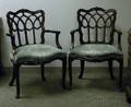 Pair of Georgianstyle Upholstered Carved Mahogany Armchairs