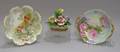 Nuova Capo di Monte Ceramic Floral Basket Two Handpainted Nippon and German Porcelain Bowls