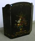 Painted Floral Decorated Folding ThreePanel Fireplace Screen
