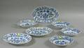 Seven Pieces of Meissen Blue Onion Pattern Porcelain Serving Tableware