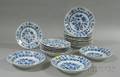 Nineteen Pieces of Meissen Blue Onion Pattern Porcelain Tableware