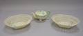 Belleek Green Nautilus Pattern Teapot and a Pair of Oval Baskets