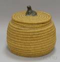 Coiled Basket and Cover with Carved Soapstone Seal Finial