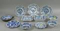 Eleven Pieces of Assorted Blue Onion Type Pattern Ceramic Tableware