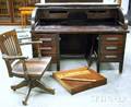 Mahogany Rolltop Desk with Chair