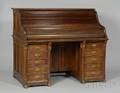 Victorian Eastlaketype Carved Walnut Rolltop Desk