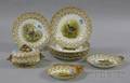 Elevenpiece Royal Worcester Gilt Transfer and Handpainted Game and Landscape Decorated Porcelain Partial Luncheon Service
