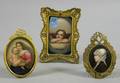 Three Framed Miniature Handpainted Porcelain Portrait Plaques