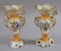 Pair of Paris Porcelain Gilt and Handpainted Garniture Vases