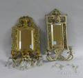 Two Late Victorian Cast Brass and Mirrored Candle Wall Sconces