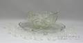 Colorless Pressed Glass Punch Bowl with Undertray and Twelve Cups