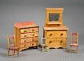 Five Pieces of Doll Furniture and Materials for Making Doll Clothes