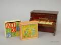 Petite Schoenhut Toy Piano and a Small Set of Wooden ABC Blocks