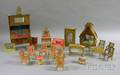 Twentytwo Pieces of Frenchstyle Upholstered and Giltmetal Mounted Wooden Dollhouse Furniture and Accessories