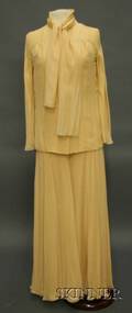 Vintage Stavropoulos Pale Peach Chiffon TwoPiece Outfit