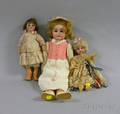 Three German Bisque Head Dolls