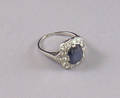 Platinum Synthetic Sapphire and Diamond Ring