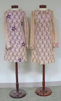 Two Vintage Pink and Purple Crocheted Minidresses