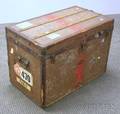 Small Louis Vuitton Wood Strapped and MetalMounted Steamer Trunk