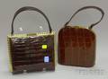 Two Small Vintage Brown Alligator Handbags