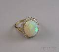 14kt Gold Opal and Diamond Ring