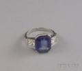 Platinum Synthetic Sapphire and Diamond Ring