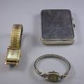 Sterling Silver Card Case and Two Wristwatches