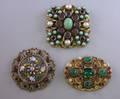 Three Victorian Gemset and Enameled Costume Brooches