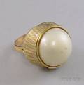 14kt Gold and Imitation Pearl Dome Ring