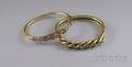 Two Antique 14kt Gold and Diamond Bracelets
