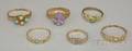 Six Small Antique Gold Gemset Rings
