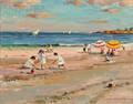 Wayne Beam Morrell American b 1923 Children Playing on the Beach