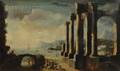 School of Leonardo Coccorante Italian 17001750 Landscape with Classical Ruins and Figures