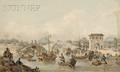 William Alexander British 17671816 Chinese Barges of the Embassy Preparing to Pass Under a Bridge