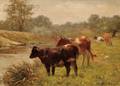 Albert Thompson American b 1853 Cows Grazing By a River