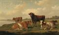 Thomas Hewes Hinckley American 18131896 Pastoral View with Cows