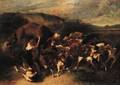 Joseph Urbain Melin French 18111886 Hounds in Full Cry
