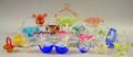 Nineteen Colored Art Glass Brides Baskets