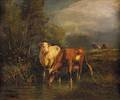 Continental School 19th20th Century Cows Watering in a Woodland Stream