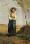 Edward Mitchell Bannister American 18281901 Headed Home from Haymaking A Figure Study