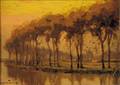 Lot of Two Landscape Views Walter C Hartson American 18661946 River View at Dusk