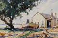 Gordon Hope Grant American 18751962 Boat at Dry Dock Possibly a Gloucester Scene