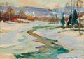 Wayne Beam Morrell American b 1923 Lot of Three New England Views A River in Middlebury Vt
