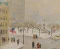 Guy Carleton Wiggins American 18831962 Snow Storm at the PlazaView of the Pulitzer Memorial 